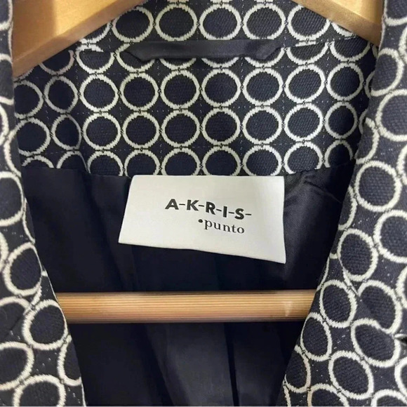 Akris Printed Asymmetrical Moto Zip Blazer Size 6 - Picture 5 of 8